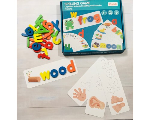 Розвиваюча гра Spelling Game – англійський алфавіт, 52 букви, 28 карток, мішечок для зберігання