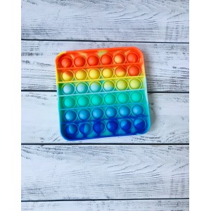 Сенсорна іграшка антистрес Pop it Fidget з бульбашками Rainbow квадрат