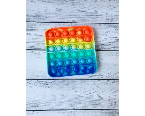 Сенсорна іграшка антистрес Pop it Fidget з бульбашками Rainbow квадрат