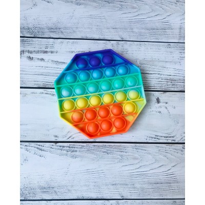 Сенсорна іграшка антистрес Pop it Fidget з бульбашками Rainbow восьмикутник