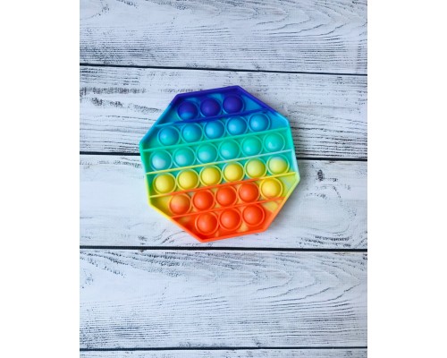 Сенсорна іграшка антистрес Pop it Fidget з бульбашками Rainbow восьмикутник