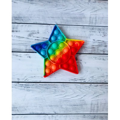 Сенсорна іграшка антистрес Pop it Fidget з бульбашками Rainbow зірка