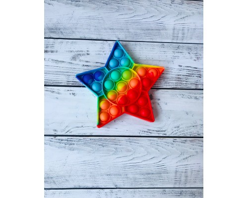 Сенсорна іграшка антистрес Pop it Fidget з бульбашками Rainbow зірка
