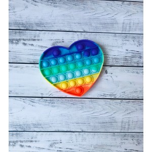 Сенсорна іграшка антистрес Pop it Fidget з бульбашками Rainbow серце