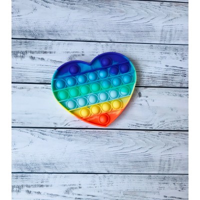 Сенсорна іграшка антистрес Pop it Fidget з бульбашками Rainbow серце