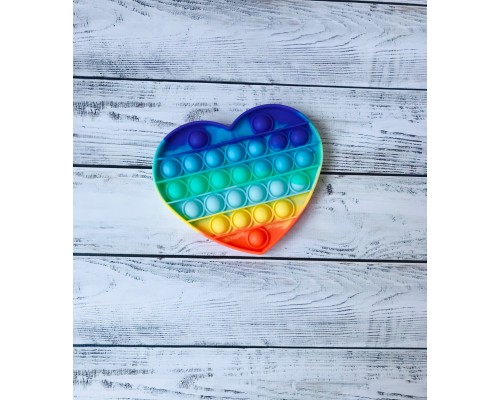 Сенсорна іграшка антистрес Pop it Fidget з бульбашками Rainbow серце