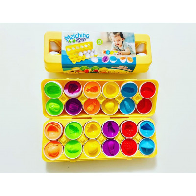 Розвиваюча гра Монтессорі Яйця сортер фрукти, 12 шт в лотку