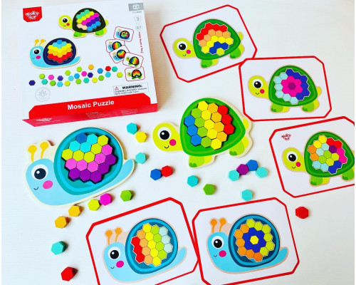 Гра повтори зобреження Mosaic Puzzle Равлик та Черепашка Tooky Toy (пошкоджена упаковка)