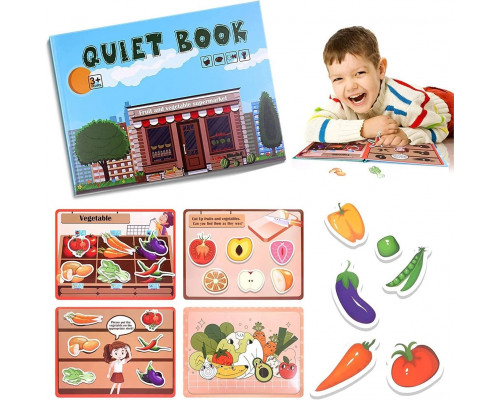 Розвиваюча книга Монтессорі на липучці Quiet Book Овочі та фрукти