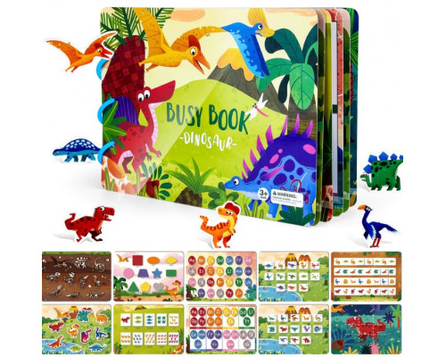 Розвиваюча книга Монтессорі на липучці Busy Book Динозаври