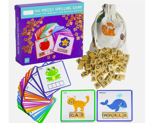 Дерев'яна гра 100 Pieces Spelling game англійський алфавіт та гра ерудит Treehole	