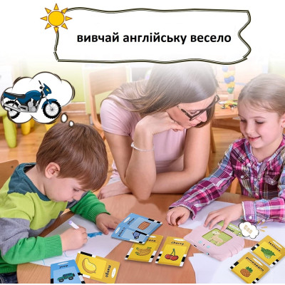 Кишенькова абетка: розмовляючі навчальні картки Монтессорі для вивчення англійської мови 510 слів Котик рожевий