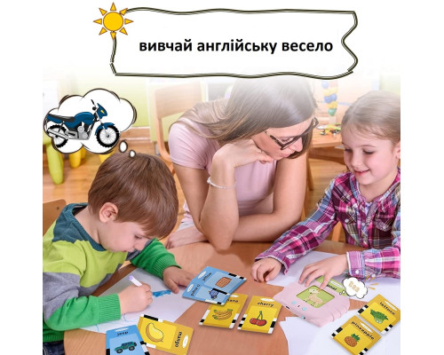 Кишенькова абетка: розмовляючі навчальні картки Монтессорі для вивчення англійської мови 510 слів Котик рожевий