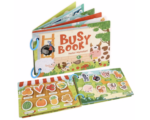 Розвиваюча книга Busy Book Абетка з липучками (Методика Монтессорі, A5)