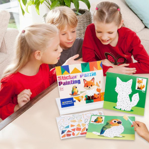 Творчий набір “Стікери-мозаїка Тваринки” Sticker Puzzle Painting (8 картинок + 8 аркушів наліпок) 