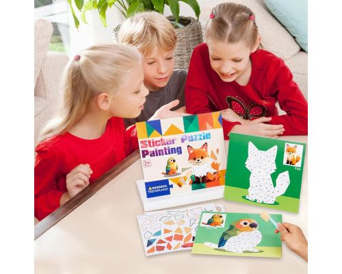 Творчий набір “Стікери-мозаїка Тваринки” Sticker Puzzle Painting (8 картинок + 8 аркушів наліпок) 