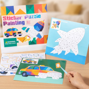 Творчий набір “Стікери-мозаїка Транспорт” Sticker Puzzle Painting (8 картинок + 8 аркушів наліпок)