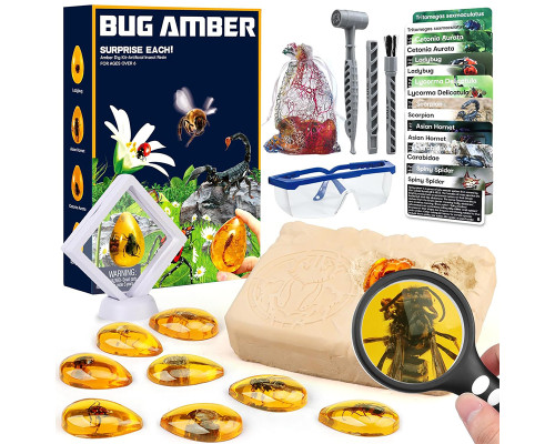 Археологічний набір для розкопок BUG AMBER комахи 8 шт для дітей STEM