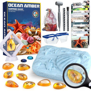 Археологічний набір для розкопок OCEAN AMBER морські істоти 8 шт для дітей STEM